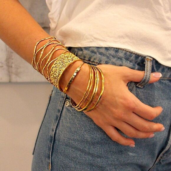 Sara Blaine/eSBe Papillon Bangles - Gold - New - Picture 2 of 4